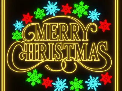 Neon Light Christmas Set1 3D model