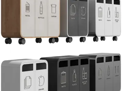 532 exterior and architecture 24 litter bins recycling 3D model
