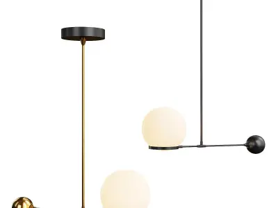 BALANCE two hanging lights with ball in middle Low-poly 3D model