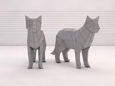 ORIGAMI---Cat polygonal dog Free low-poly 3D model