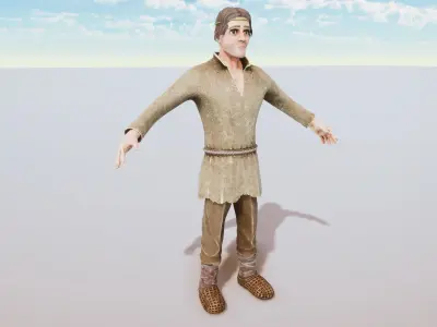 Stylized Character Prisoner Rigged with Shape Keys Low-poly 3D model