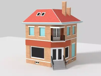 Parisian Building Low-poly 3D model