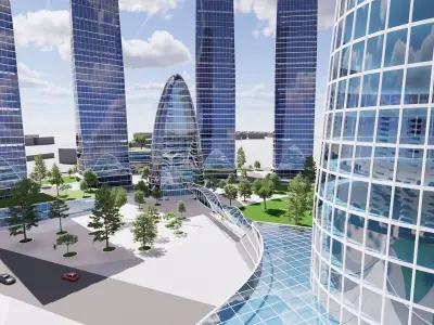 Individual futuristic design of the city 3D model