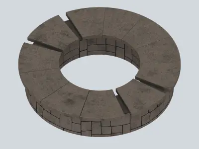 Furniture Outdoor benches Curved Stone Bench Low-poly 3D model