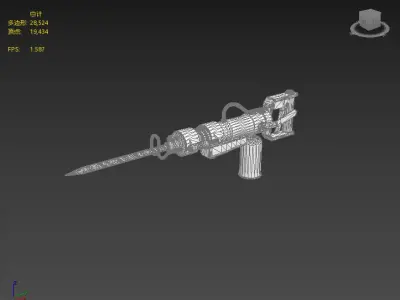 Next generation pneumatic top hammer Low-poly 3D model