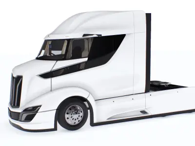  Streamlined Semi Truck White Rigged 