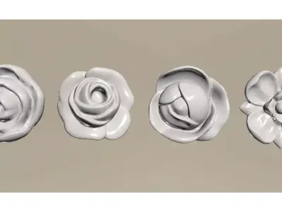White plaster flowers 3D model