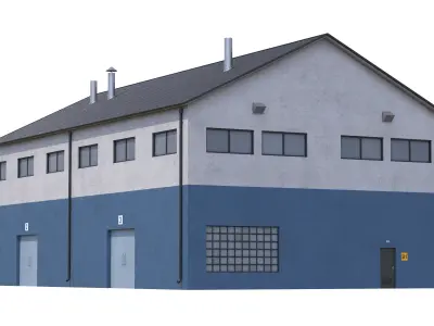 Industrial Building 14 Blue Low-poly 3D model