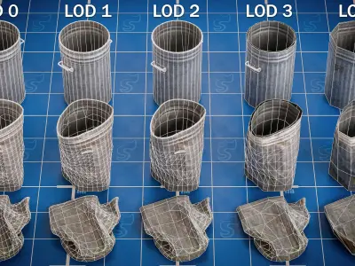 Realistic Trash bins - Game Ready Props Pack  Low-poly 3D model