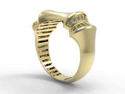 Luxury Diamond Accent Sculpted Gold Ring Hollow  trt04 3D print model