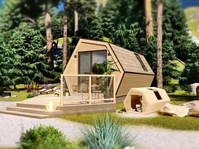 Multipurpose Glamping Pod ARIA basic dwg plans 3D model