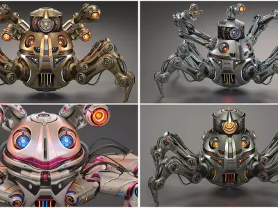 Sci-Fi Quadruped Mech pack