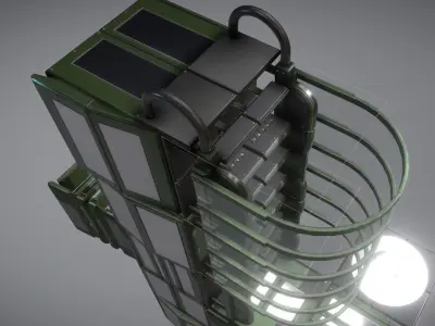 Futuristic Ladders Green Painted Metal Modular  Low-poly 3D model