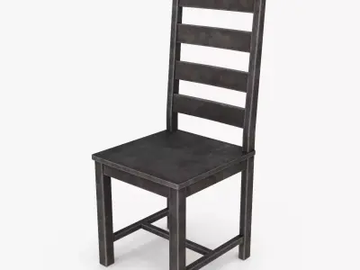 Wood Garden Dining Chair Low-poly 3D model