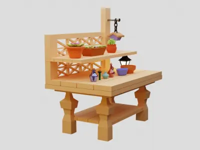 garden table Low-poly 3D model