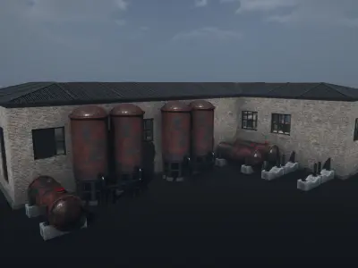 Modular Pumping Station for Unity Low-poly 3D model