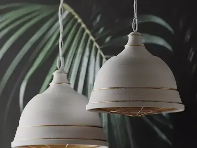 Bartlett Wide French White Pendant Light 3D model