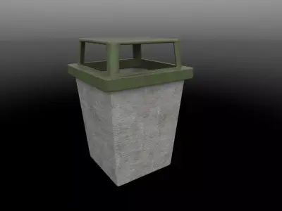 Cement Dustbin Low-poly 3D model