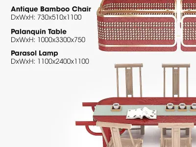 PALANQUIN TABLE SET Low-poly 3D model