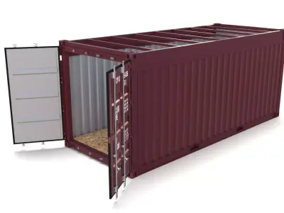20ft Shipping Container Open Top no Cover 3D model