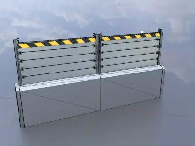 Aluminum flood protection wall with concrete foundation 2m x 4m Low-poly 3D model