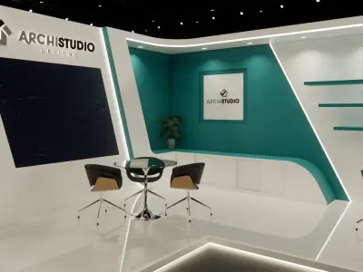L shaped exhibition booth design  9m x 3m and 3m x 3m 3D model 3D model