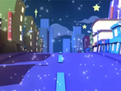Cartoon city street building 3D model