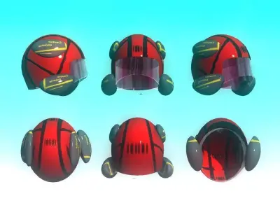 Sci-Fi 4 Protection Pads Helmet Low-poly 3D model
