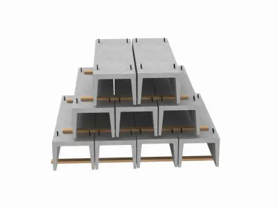 Concrete Trench On Wood Planks 3D model