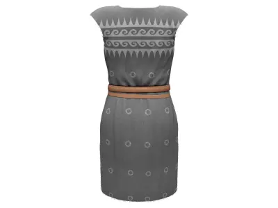 Torn Edges Side Slits Tribal Dress Low-poly 3D model