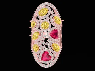 Luxury Elongated Fancy Color Diamond Cluster Ring 748 3D print model