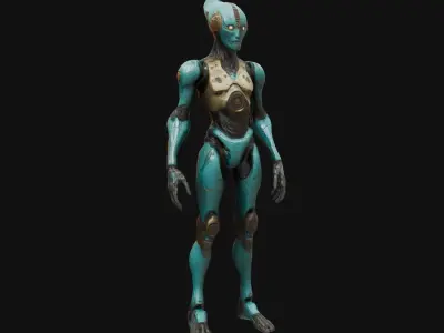Sci Fi Robot Female Rigged Low-poly 3D model