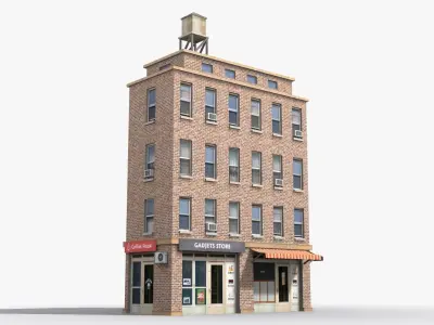 Apartment Building x9 Low-poly 3D model