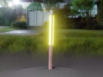 Wooden Lamp-Column 22 - Low-Poly Street-Light Set-9 Low-poly 3D model