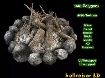 Campfire - PBR - Textured Low-poly 3D model