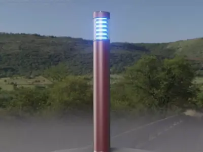 Dark Red Light-Column -16- Street-Light 9 Low-poly 3D model