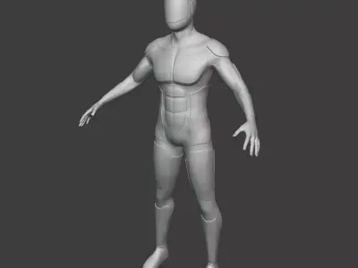 Sci-Fi soldier  Base Mesh - Fighter Humanoid Robot Man Character Low-poly 3D model