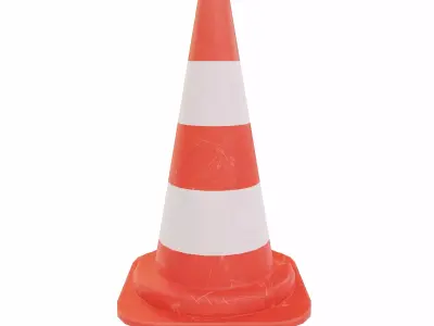 Traffic safety cone   Low-poly 3D model
