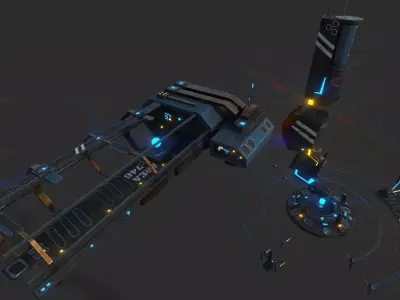 Sci-Fi City Package Low-poly 3D model