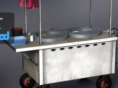 Street Vendor Noodles and Meat Ball Soup 3D model