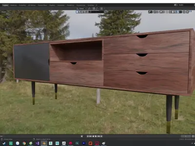 Wood Table Low-poly 3D model