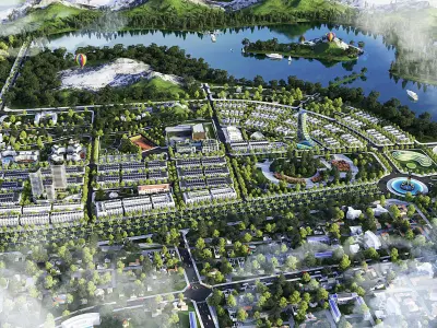 Urban planning by sketchup and vray 3D model