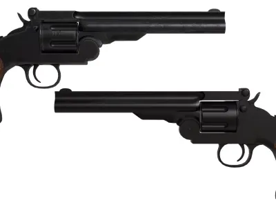  Revolver Pistols Collection Low-poly 3D model