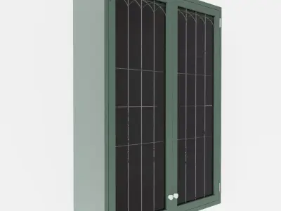 Green 2-Door Cottage Kitchen Wall Cabinet 3D model