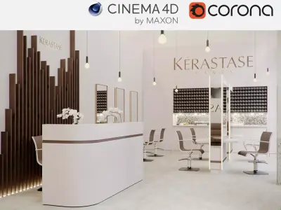 Corona - C4D Scene files - Salon Scene interior 3D model 3D model