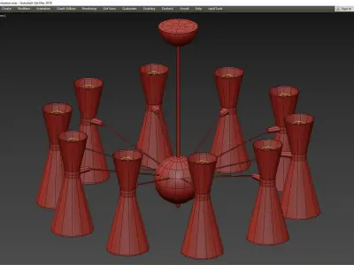Nordic Moderne Kroonluchter Verlichting Woonkamer Low-poly 3D model