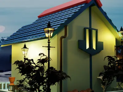 Cartoon House 3D model 4