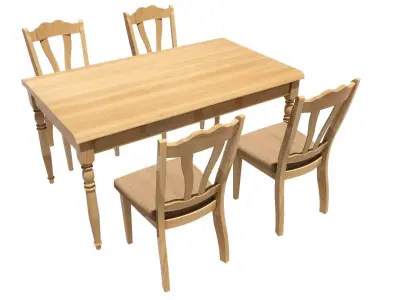 Dining set 4 seat 3D model