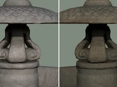 Big Water Fountain concrete shell octopus Low-poly 3D model