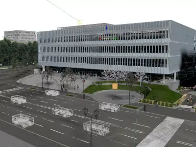 Modern Institutional Office Building Urban Exterior 3D model